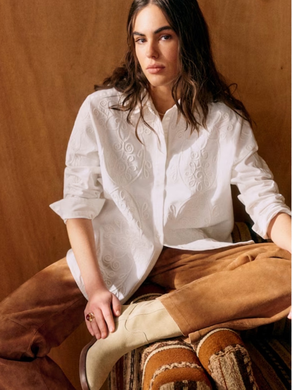 NWT Sézane x Lucia Vergara Embroidered Maxy Shirt